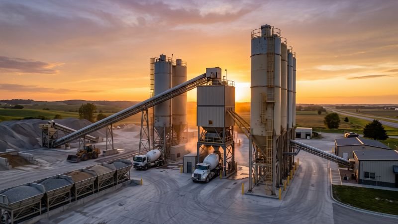 Modern Commercial Concrete Batching Plant Facility