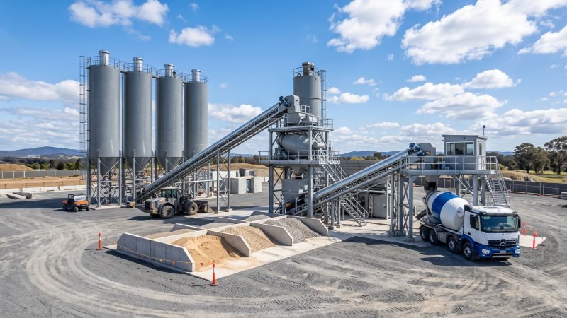Modern Concrete Batching Plant Setup