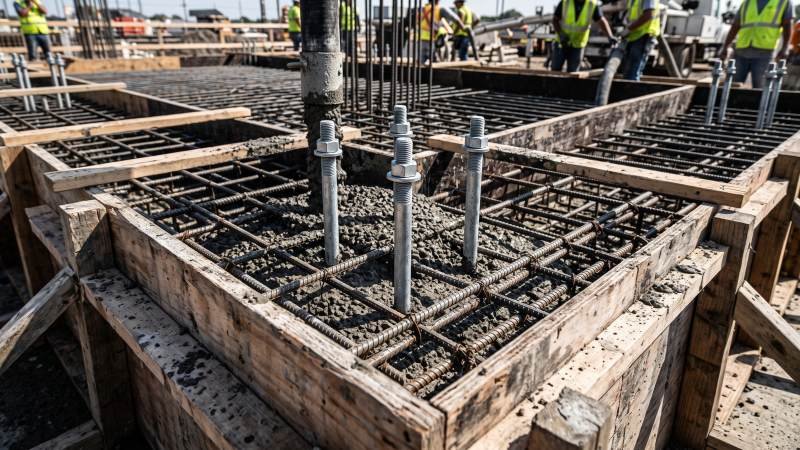 Pouring Concrete Foundation For Batching Plant
