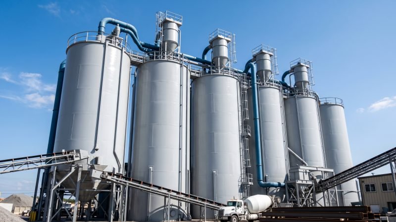 Tall Steel Cement Silos with Dust Collectors