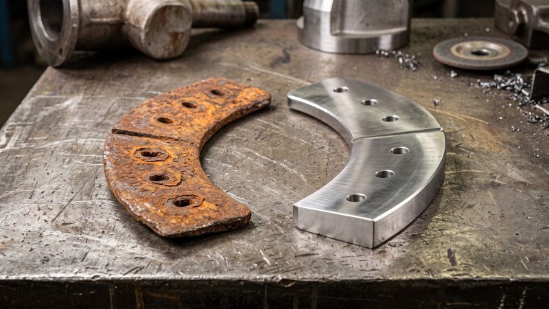 Comparison Of Brand New Premium Mixer Blade And Worn Out Blade