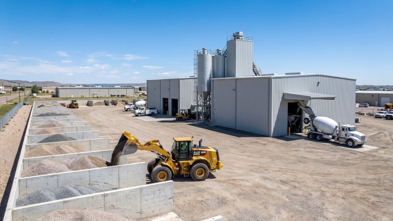 Concrete Plant Site Layout and Wheel Loader