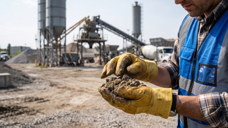 Engineer Inspecting Sand Moisture Content