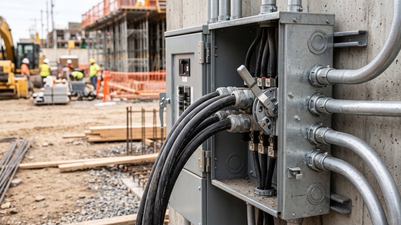 Heavy duty industrial electrical distribution panel and power cables