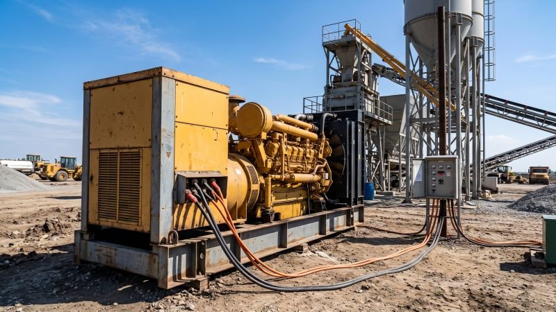 Large industrial diesel generator powering a construction site