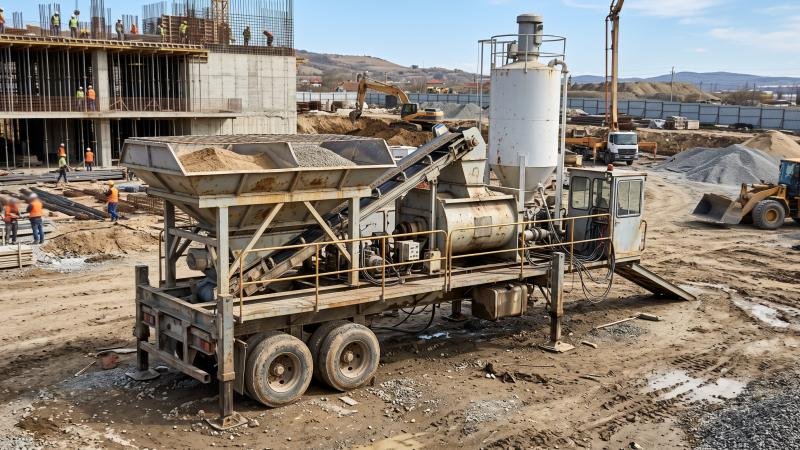 Mobile Concrete Batching Plant on Wheels