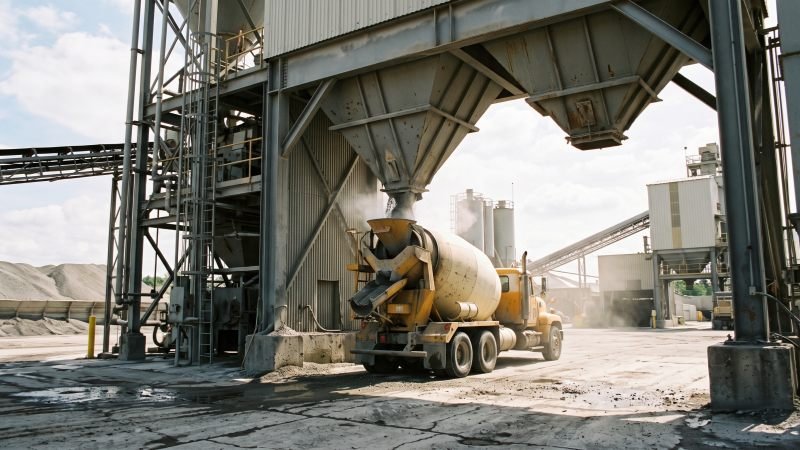 Transit Mixer Truck Under Plant Discharge Chute