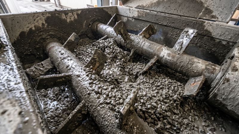 Twin Shaft Concrete Mixer Interior Blending