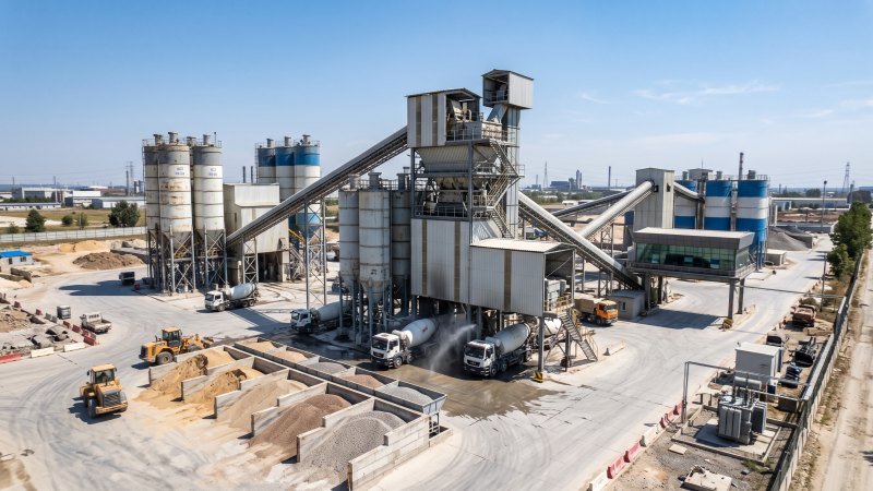Modern Automated Concrete Batching Plant Facility